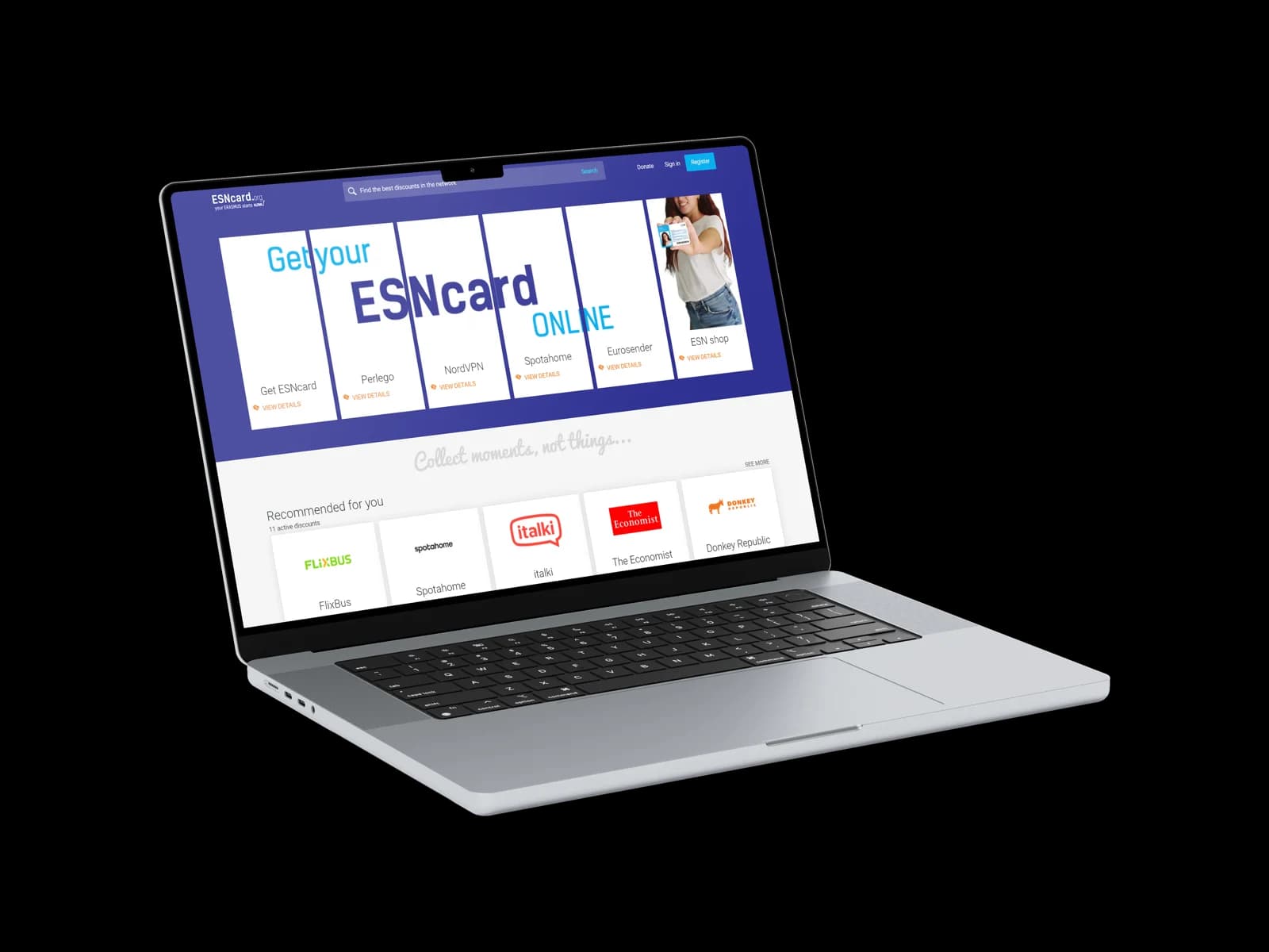 ESNcard na ekranie Macbooka